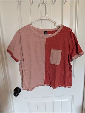 Colorblock Short Sleeve Tee — Pink & Rust